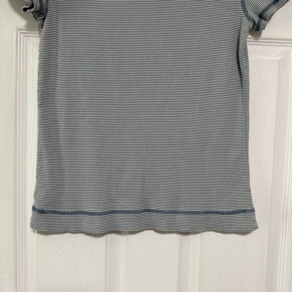 LRL Lauren Jeans Co. Women's Blue Cotton Striped 1/4 Zip Top Size Large - Picture 9 of 10